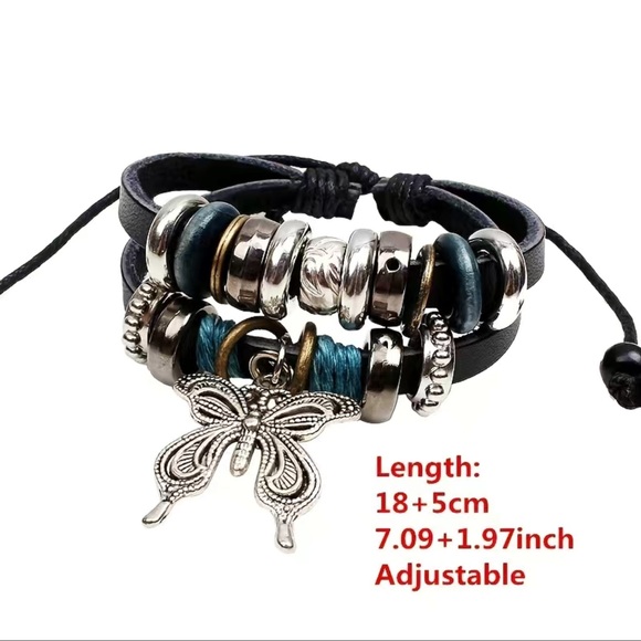 4 for💲20 Bohemian Style’ Beautiful Leather Butterfly Double Stacked BraceletNWT - Picture 7 of 8